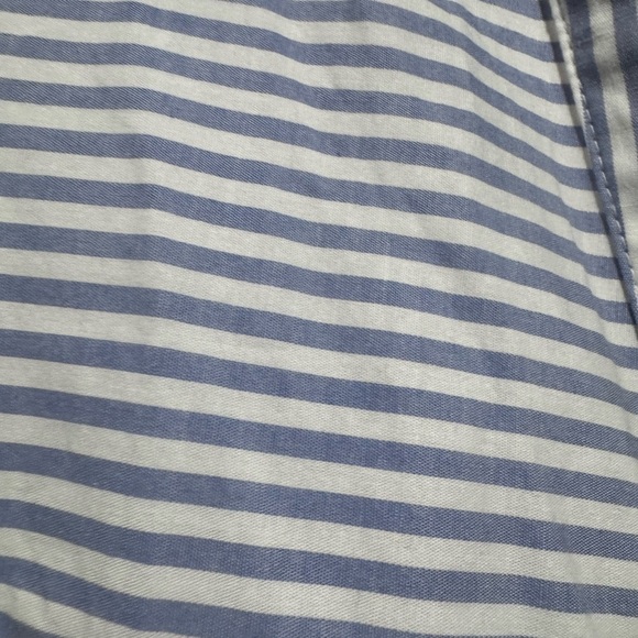 Nine West Blue and White Notched Collar Tie-Front Blouse - Picture 5 of 14